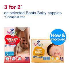 3 for 2 on selected Boots baby nappies